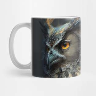 Owl Portrait Animal Nature Wildlife Dark Painting Wild Spirit Bird Mug